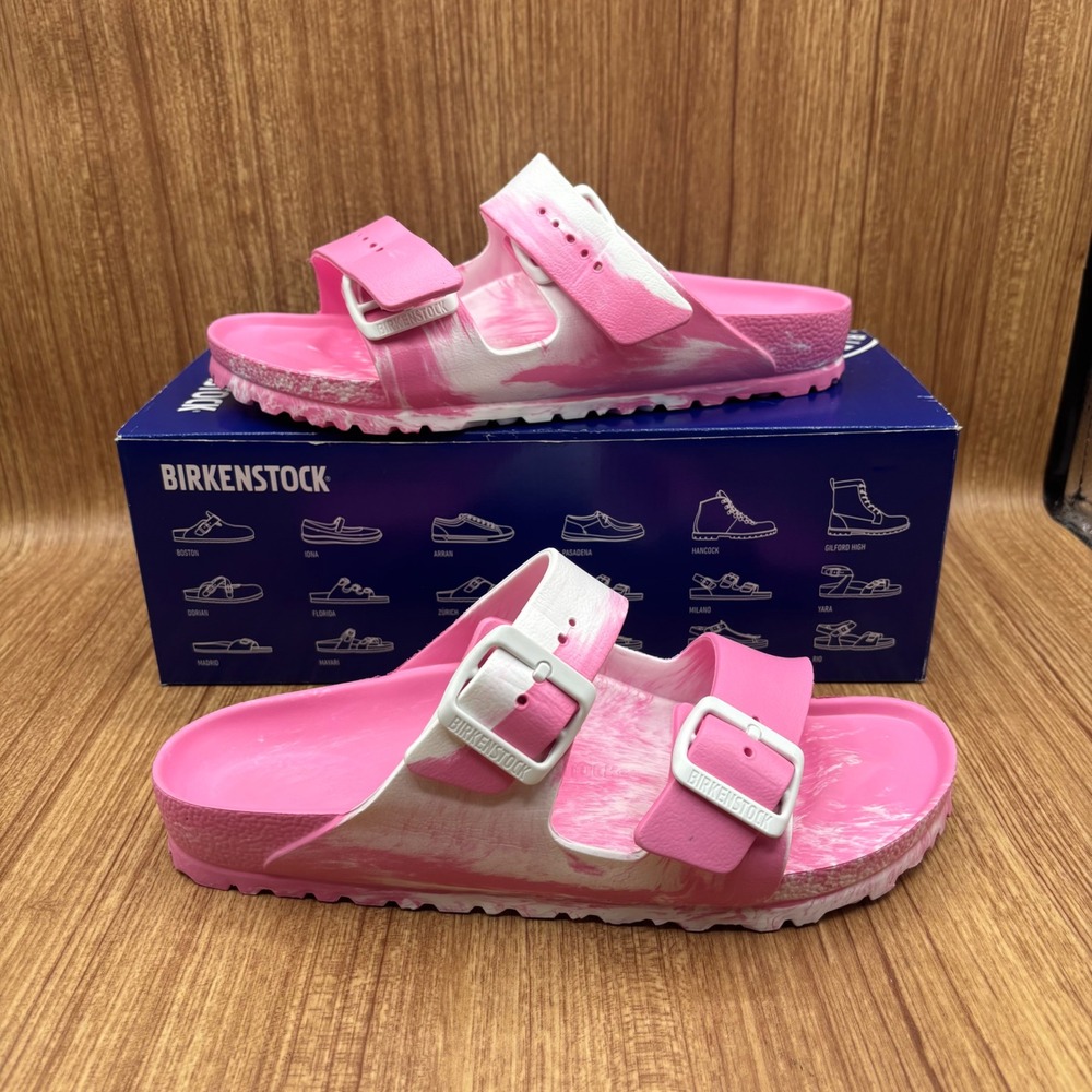 Birkenstock Arizona EVA Sandals Women 7 Pink White Swirl 1027705 #1195 NEW